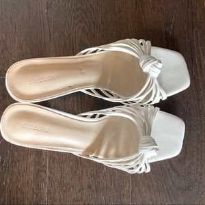 SHEIN white cat block heel detailed sandals with straps